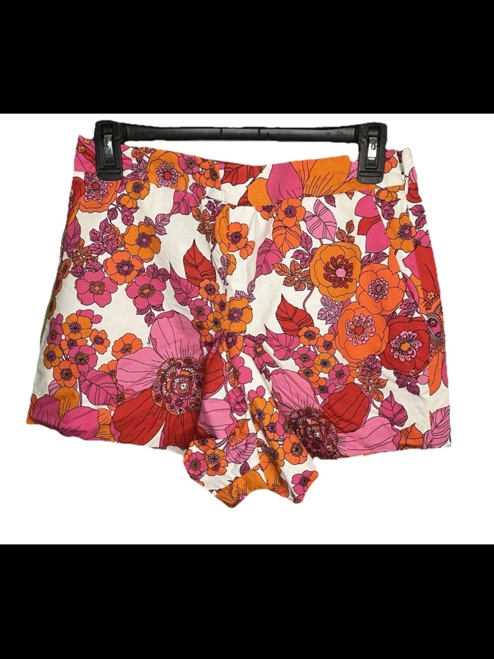 Trina Turk Corbin Retro Floral Tailored Shorts - Pink Multi - Size 8 / M